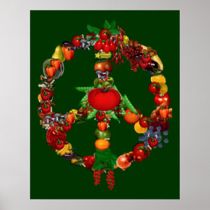 Póster Signo de paz para los vegetarianos