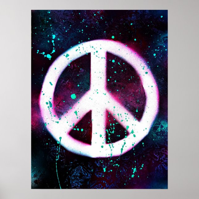 Póster Signo de paz pintado con aerosol (Frente)