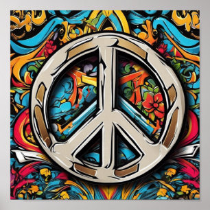 Póster Signo de paz psicodélico camiseta