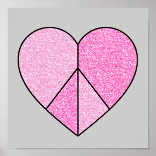Póster Signo de paz purpurina Corazón