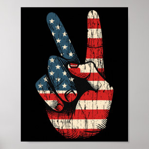 Póster Signo de paz retro hippie de 60 años