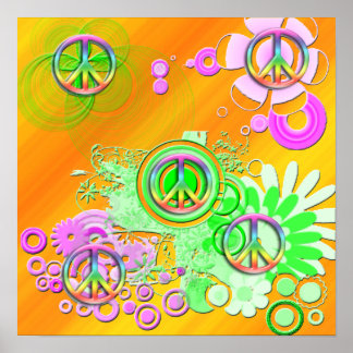 Póster Signo de paz retro Poster