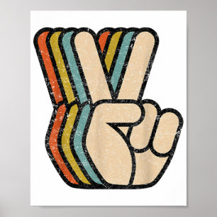 Póster Signo de paz retro V Dedos ventilado años 60 años