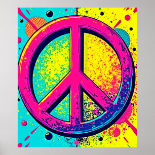 Póster Signo de Paz Retrocolorido