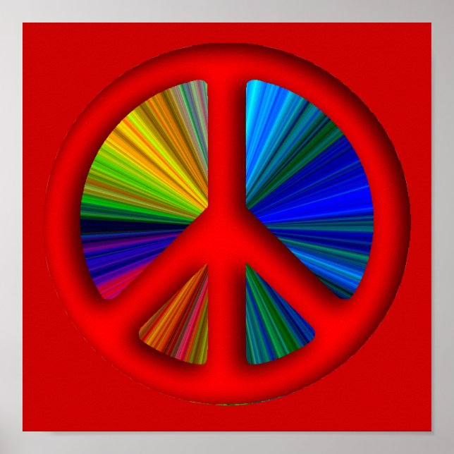 Póster Signo de paz trippy hippie (Frente)