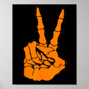 Póster Signo de paz V Dedos Skeleton Guay Hallowe gráfico