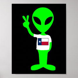 Póster Signo de paz verde Alien Texas Fan Poster