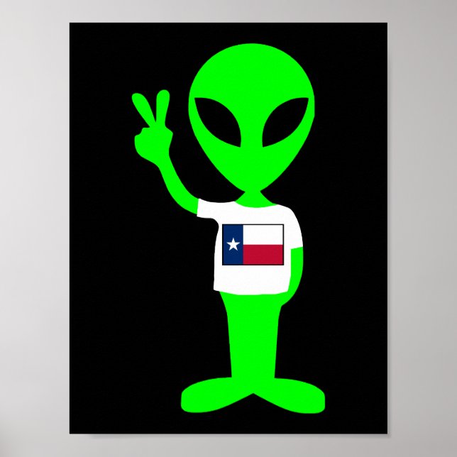 Póster Signo de paz verde Alien Texas Fan Poster (Frente)