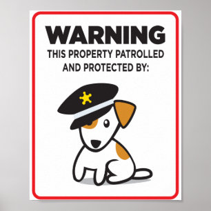 Póster signo de perro en guardia