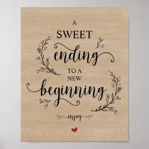 Póster Signo de postre de Rustic Vines Boda