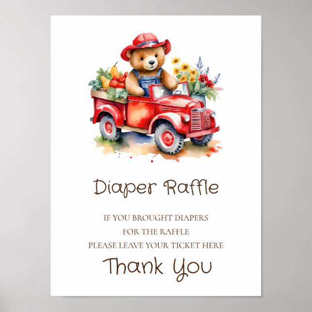 Póster Signo de Raffle Diaper Teddy Bebé de crianza local (Frente)