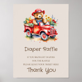 Póster Signo de Raffle Diaper Teddy Bebé de crianza local