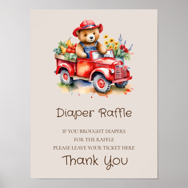 Póster Signo de Raffle Diaper Teddy Bebé de crianza local (Frente)