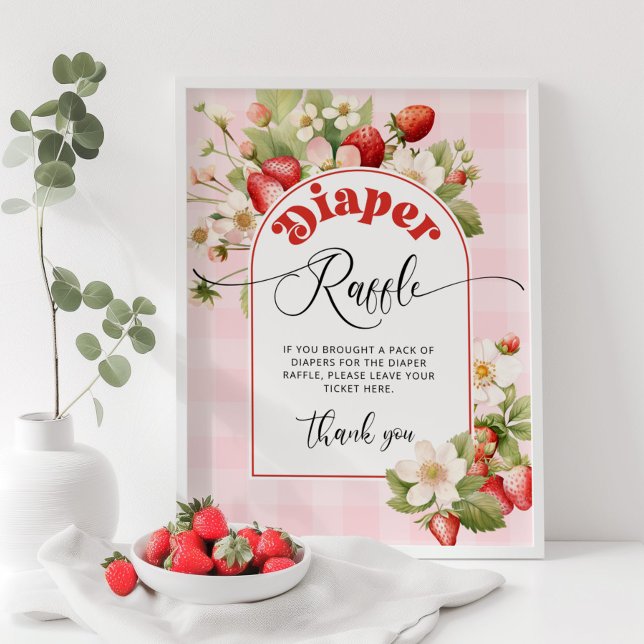 Póster Signo de rifa de fresa. Ramificación de pañales de (Subido por el creador)