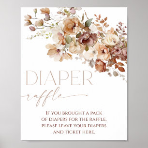 Póster Signo de rifa de pañal boho otoño floral