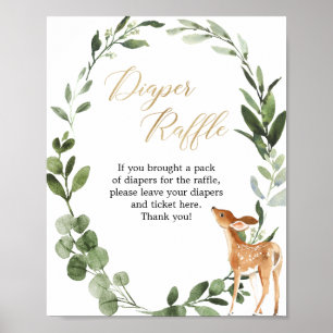 Póster Signo de rifa de pañales para la ducha de bebé de