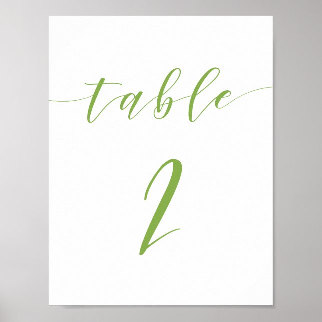 Póster Signo de tabla de boda de script moderno número 2 (Frente)