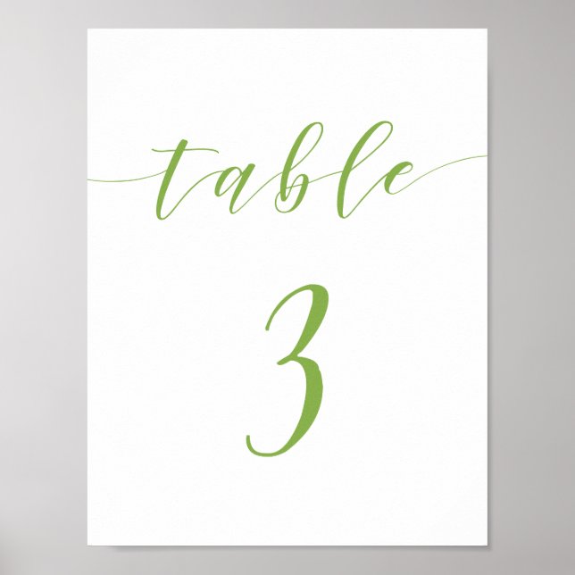 Póster Signo de tabla de boda de script moderno número 3 (Frente)