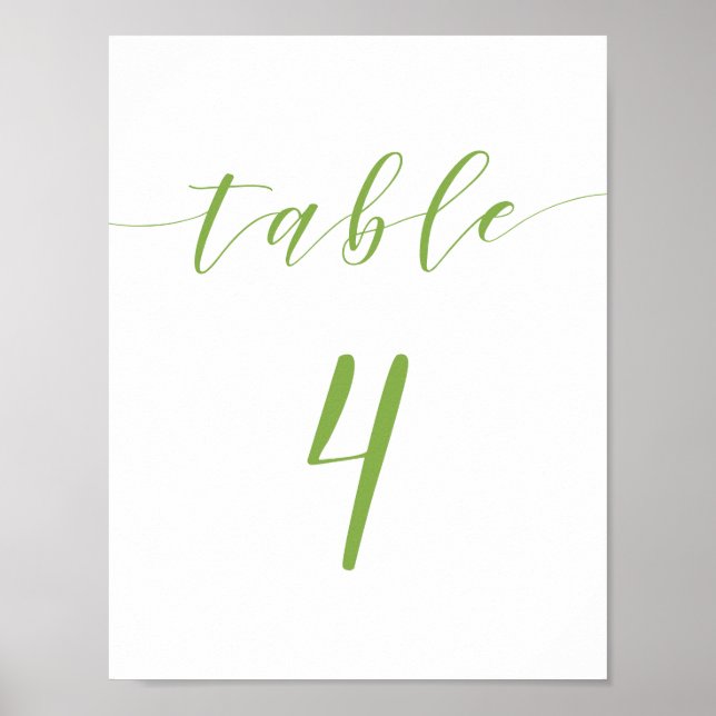 Póster Signo de tabla de boda de script moderno número 4 (Frente)