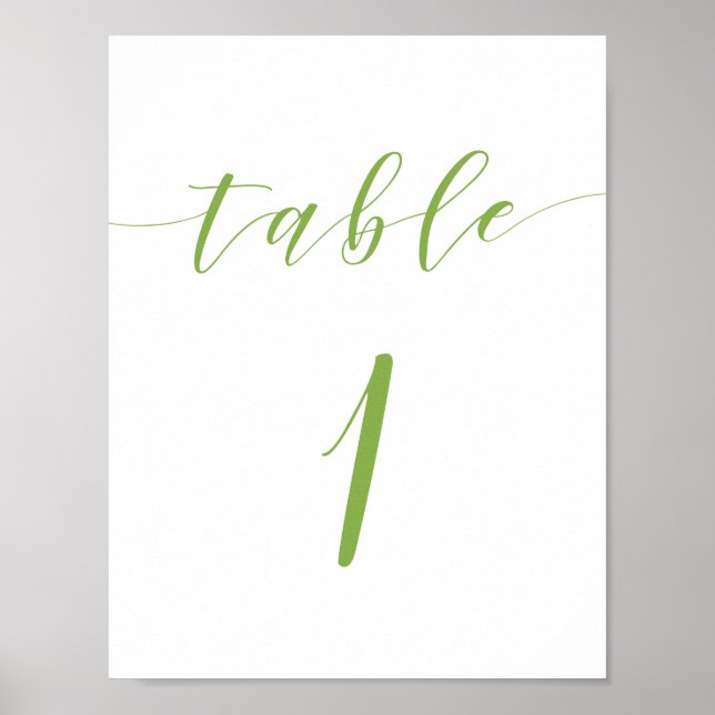 Póster Signo de tabla número 1 del boda de script moderno (Frente)