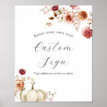 Signo de texto personalizado de calabaza y borgoña