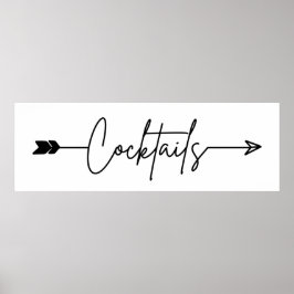 Póster Signo del Boda de la flecha de señas de los cóctel