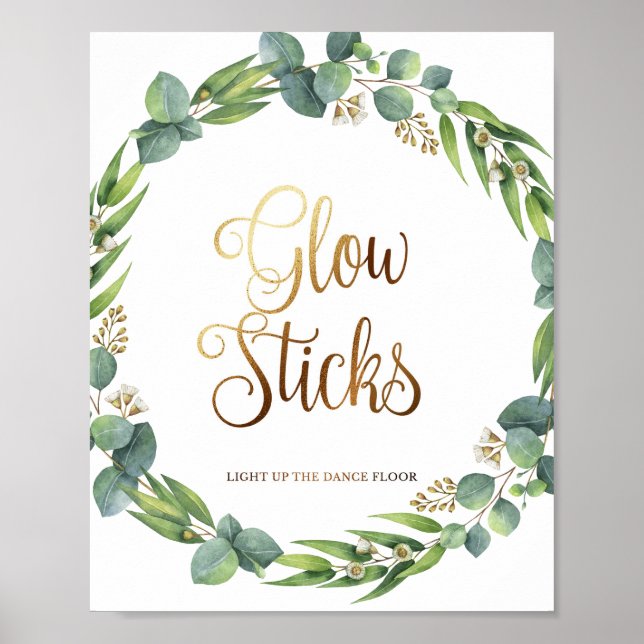 Póster Signo del boda Eucalyptus para palos brillantes (Frente)