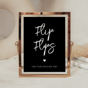 Póster Signo del boda Flip Flops negro contemporáneo