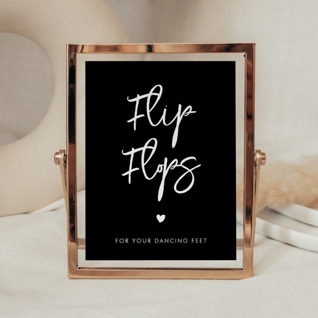 Póster Signo del boda Flip Flops negro contemporáneo (Subido por el creador)