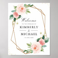 signo del boda floral floral de color rosa