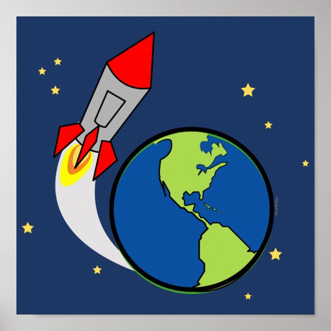 Póster signo del dormitorio del niño ROCKET (Frente)