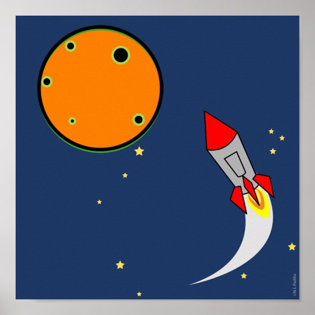 Póster signo del dormitorio del niño ROCKET (Frente)