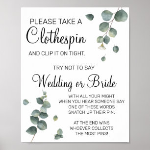Póster Signo del juego de ducha de novia Eucalyptus Cloth