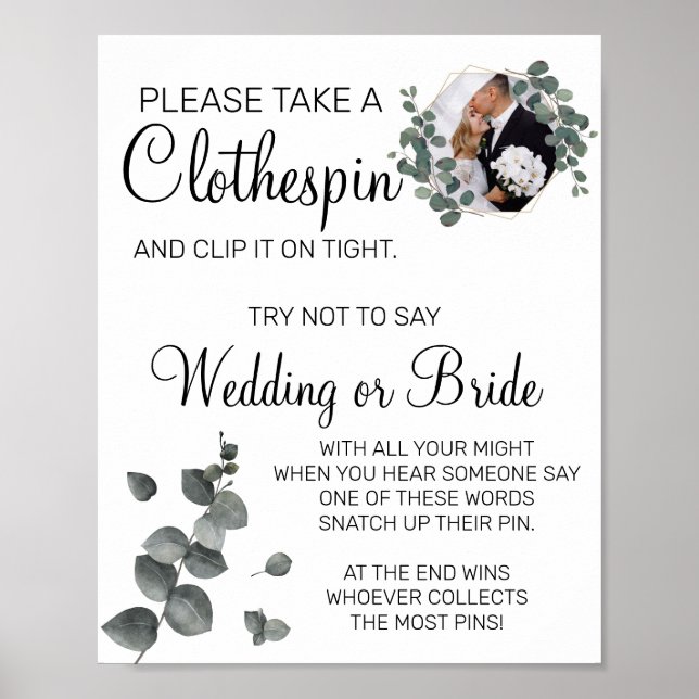 Póster Signo del juego de ducha de novia Eucalyptus Cloth (Frente)