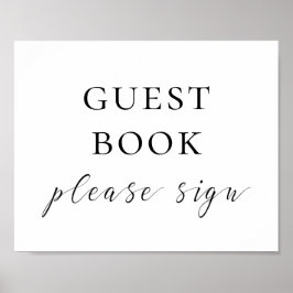 Póster Signo del libro de invitados. Boda de guiones en b