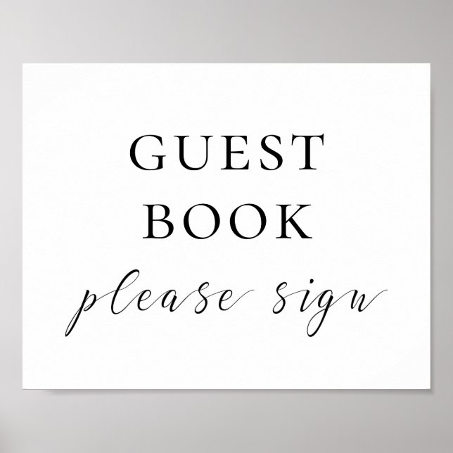 Póster Signo del libro de invitados. Boda de guiones en b (Frente)