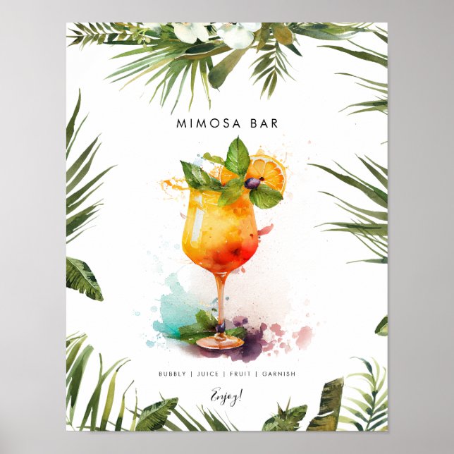 Póster signo del menú del bar de cócteles de la mimosa tr (Frente)