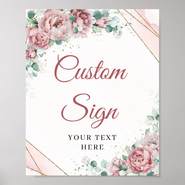 Póster Signo del personalizado del marco de oro floral de (Frente)