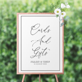 Póster signo elegante de guiones en blanco y negro de tar