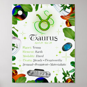 Póster Signo estrella aurus zodiac Y2K blanco 4:5 Poster