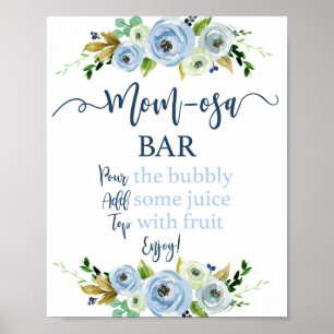 Póster Signo floral azul de mamá-osa