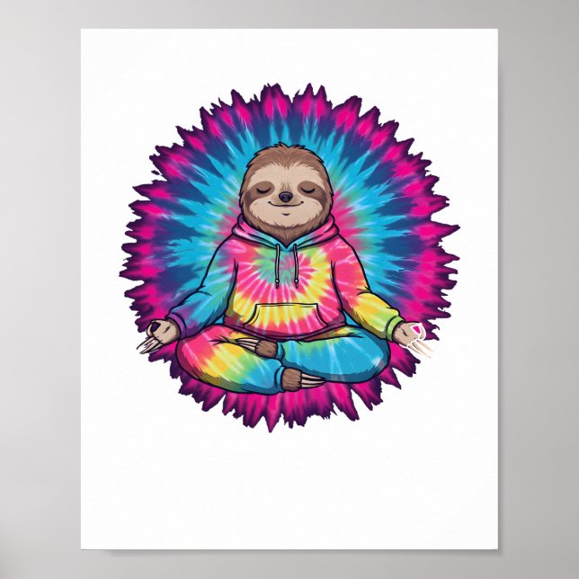 Póster Signo Hippie Sloth Peace Tie-Dy (Frente)