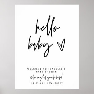 Póster Signo moderno de bienvenida para bebé Hola Baby Sh