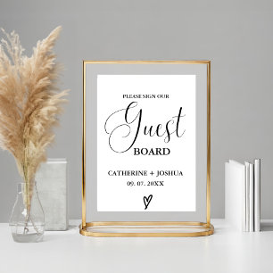 Póster Signo moderno de tablero boda Guest, cartel de lib