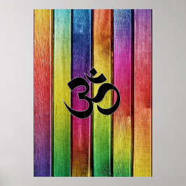 Póster Signo Om en madera multicolor