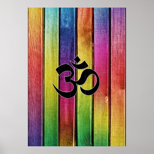 Póster Signo Om en madera multicolor (Frente)