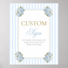 Póster Signo personalizado de Blue Hydrangea