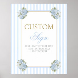 Póster Signo personalizado de Blue Hydrangea