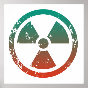Póster Signo radioactivo nuclear