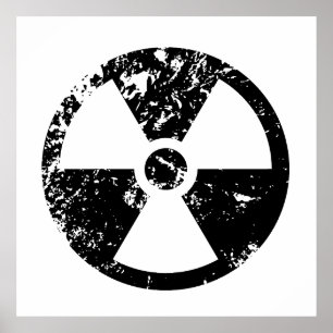 Póster Signo radioactivo nuclear